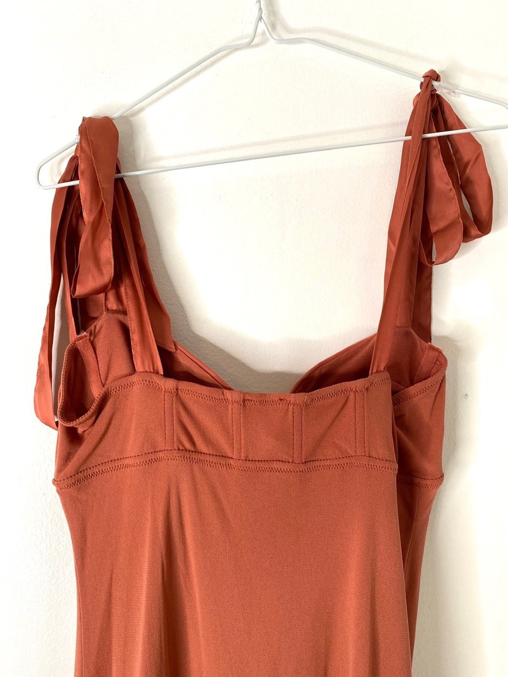 Free People Got Glam Mesh Slip Dress Orange Adjustable Tie Straps NWT - Picture 7 of 10